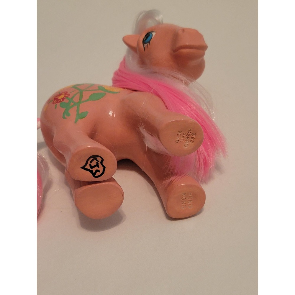 CUSTOM Little Pony G1 Sweet Clover Vintage Pink Peach Flowers OOAK REPAINT - Picture 7 of 7